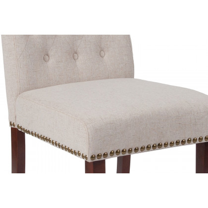 BLNK HERCULES Series Fabric Parsons Chair with Rolled Back, Accent Nail Trim and Walnut Finish - Beige