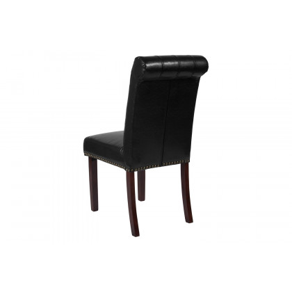 BLNK HERCULES Series LeatherSoft Parsons Chair with Rolled Back, Accent Nail Trim and Walnut Finish - Beige lack