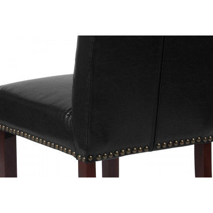 BLNK HERCULES Series LeatherSoft Parsons Chair with Rolled Back, Accent Nail Trim and Walnut Finish - Beige lack