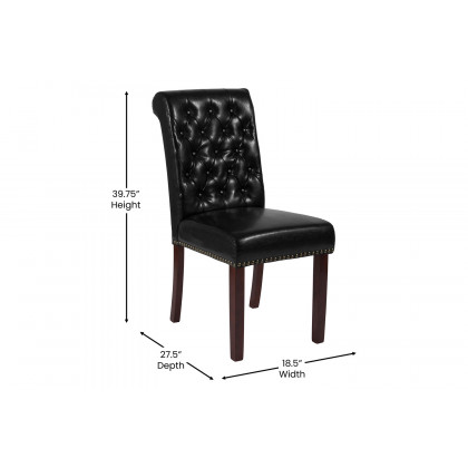 BLNK HERCULES Series LeatherSoft Parsons Chair with Rolled Back, Accent Nail Trim and Walnut Finish - Beige lack