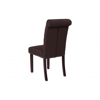 BLNK HERCULES Series Fabric Parsons Chair with Rolled Back, Accent Nail Trim and Walnut Finish - Brown