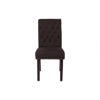 BLNK HERCULES Series Fabric Parsons Chair with Rolled Back, Accent Nail Trim and Walnut Finish - Brown