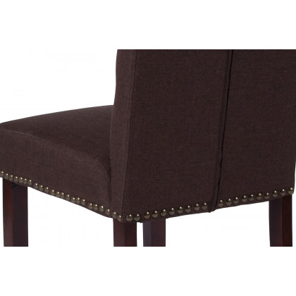 BLNK HERCULES Series Fabric Parsons Chair with Rolled Back, Accent Nail Trim and Walnut Finish - Brown