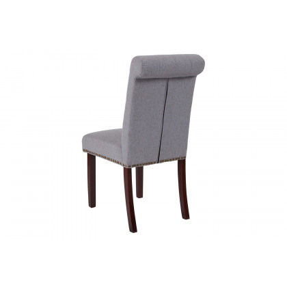 BLNK HERCULES Series Fabric Parsons Chair with Rolled Back, Accent Nail Trim and Walnut Finish - Light Gray