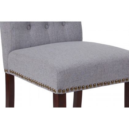 BLNK HERCULES Series Fabric Parsons Chair with Rolled Back, Accent Nail Trim and Walnut Finish - Light Gray