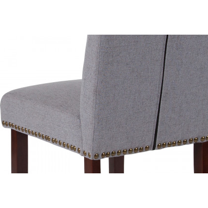 BLNK HERCULES Series Fabric Parsons Chair with Rolled Back, Accent Nail Trim and Walnut Finish - Light Gray