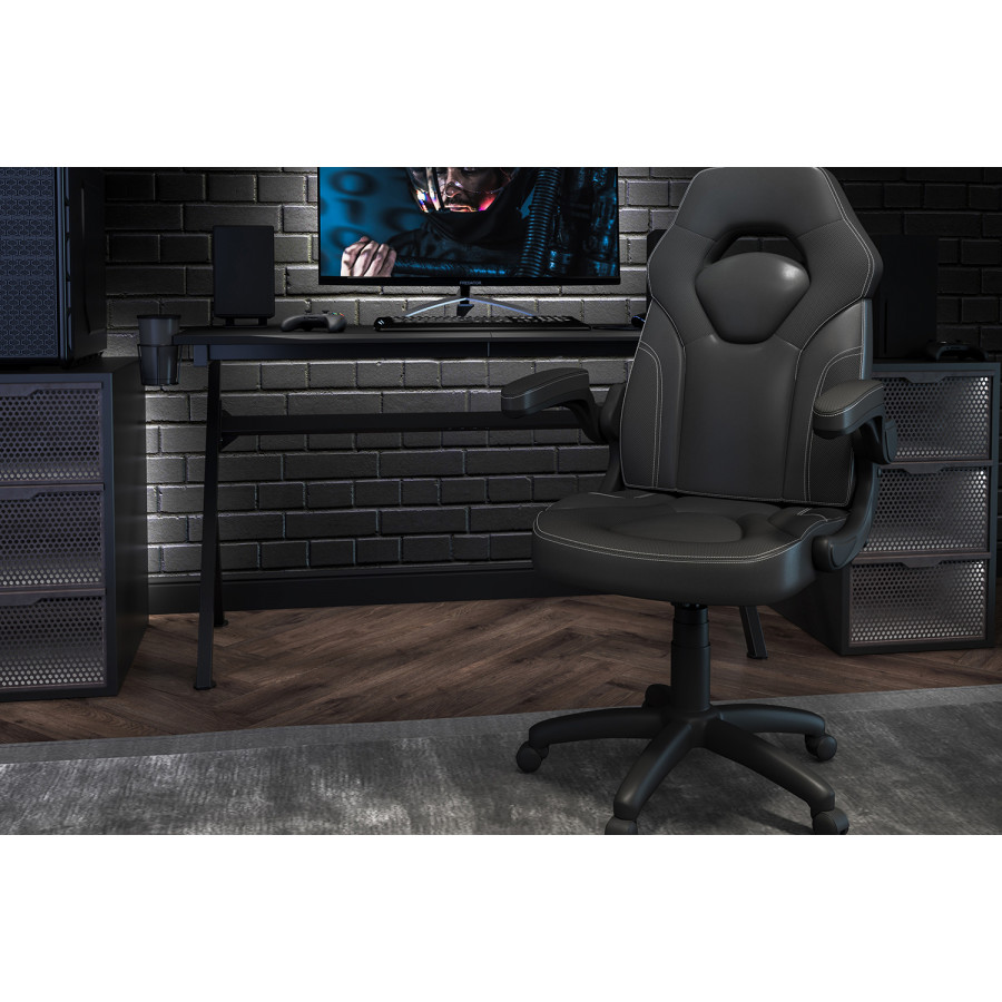 BLNK X10 Gaming Racing Office Ergonomic Computer PC Adjustable Swivel Chair with Flip-up Arms - Black
