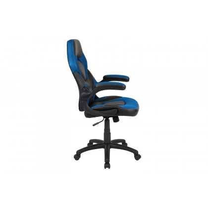 BLNK X10 Gaming Racing Office Ergonomic Computer PC Adjustable Swivel Chair with Flip-up Arms - Blue/Black
