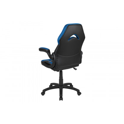 BLNK X10 Gaming Racing Office Ergonomic Computer PC Adjustable Swivel Chair with Flip-up Arms - Blue/Black