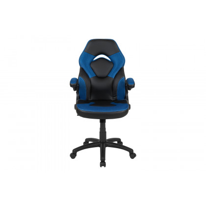 BLNK X10 Gaming Racing Office Ergonomic Computer PC Adjustable Swivel Chair with Flip-up Arms - Blue/Black