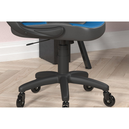 BLNK X10 Gaming Racing Office Computer PC Adjustable Chair with Flip-up Arms and Transparent Roller Wheels - Blue/Black