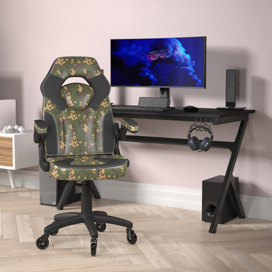 BLNK - X10 Gaming Racing Computer PC Adjustable Chair with Flip-up Arms and Transparent Roller Wheels