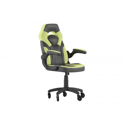 BLNK X10 Gaming Racing Computer PC Adjustable Chair with Flip-up Arms and Transparent Roller Wheels - Neon Green/Black