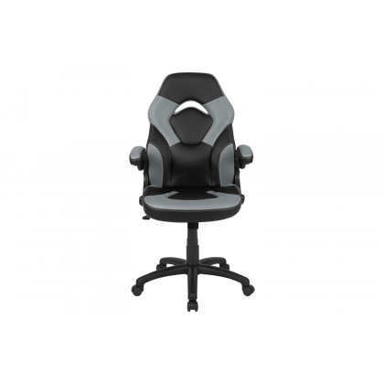 BLNK X10 Gaming Racing Office Ergonomic Computer PC Adjustable Swivel Chair with Flip-up Arms - Gray/Black