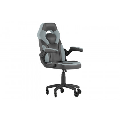BLNK X10 Gaming Racing Office Computer PC Adjustable Chair with Flip-up Arms and Transparent Roller Wheels - Gray/Black