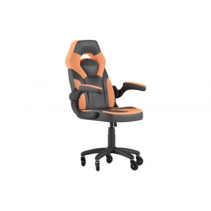 BLNK X10 Gaming Racing Office Computer PC Adjustable Chair with Flip-up Arms and Transparent Roller Wheels - Orange/Black