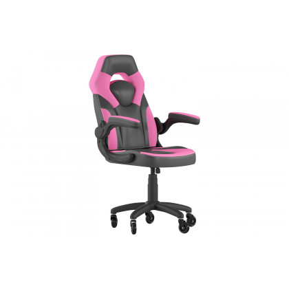 BLNK X10 Gaming Racing Office Computer PC Adjustable Chair with Flip-up Arms and Transparent Roller Wheels - Pink/Black