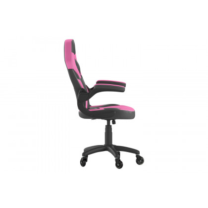 BLNK X10 Gaming Racing Office Computer PC Adjustable Chair with Flip-up Arms and Transparent Roller Wheels - Pink/Black