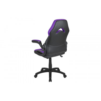 BLNK X10 Gaming Racing Office Ergonomic Computer PC Adjustable Swivel Chair with Flip-up Arms - Purple/Black