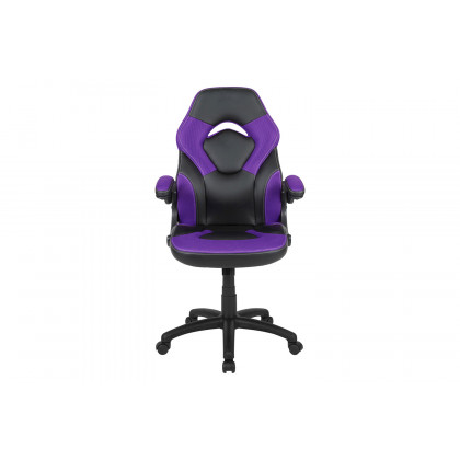 BLNK X10 Gaming Racing Office Ergonomic Computer PC Adjustable Swivel Chair with Flip-up Arms - Purple/Black