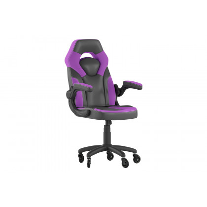 BLNK X10 Gaming Racing Office Computer PC Adjustable Chair with Flip-up Arms and Transparent Roller Wheels - Purple/Black