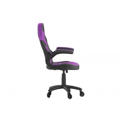 BLNK X10 Gaming Racing Office Computer PC Adjustable Chair with Flip-up Arms and Transparent Roller Wheels - Purple/Black