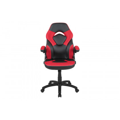BLNK X10 Gaming Racing Office Ergonomic Computer PC Adjustable Swivel Chair with Flip-up Arms - Red/Black