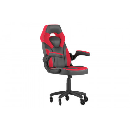 BLNK X10 Gaming Racing Office Computer PC Adjustable Chair with Flip-up Arms and Transparent Roller Wheels - Red/Black