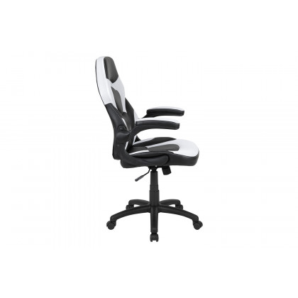 BLNK X10 Gaming Racing Office Ergonomic Computer PC Adjustable Swivel Chair with Flip-up Arms - White/Black