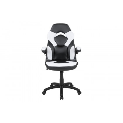 BLNK X10 Gaming Racing Office Ergonomic Computer PC Adjustable Swivel Chair with Flip-up Arms - White/Black
