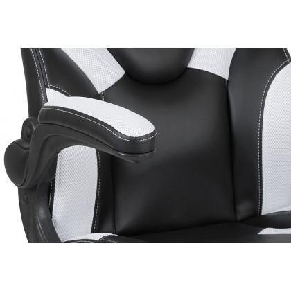 BLNK X10 Gaming Racing Office Ergonomic Computer PC Adjustable Swivel Chair with Flip-up Arms - White/Black