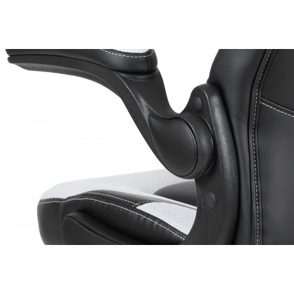 BLNK X10 Gaming Racing Office Ergonomic Computer PC Adjustable Swivel Chair with Flip-up Arms - White/Black
