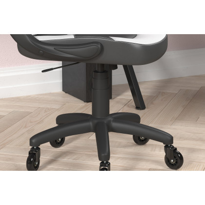 BLNK X10 Gaming Racing Office Computer PC Adjustable Chair with Flip-up Arms and Transparent Roller Wheels - White/Black