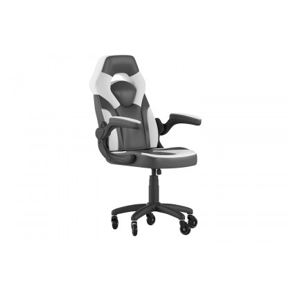 BLNK X10 Gaming Racing Office Computer PC Adjustable Chair with Flip-up Arms and Transparent Roller Wheels - White/Black