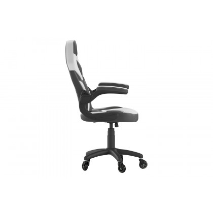 BLNK X10 Gaming Racing Office Computer PC Adjustable Chair with Flip-up Arms and Transparent Roller Wheels - White/Black