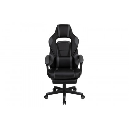 BLNK X40 Gaming Racing Ergonomic Computer Chair with Fully Reclining Back/Arms, Slide-Out Footrest, Massaging Lumbar - Black/Gray