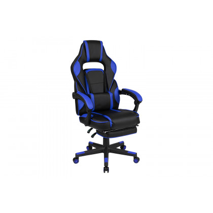 BLNK X40 Gaming Racing Ergonomic Computer Chair with Fully Reclining Back/Arms, Slide-Out Footrest, Massaging Lumbar - Black/Blue