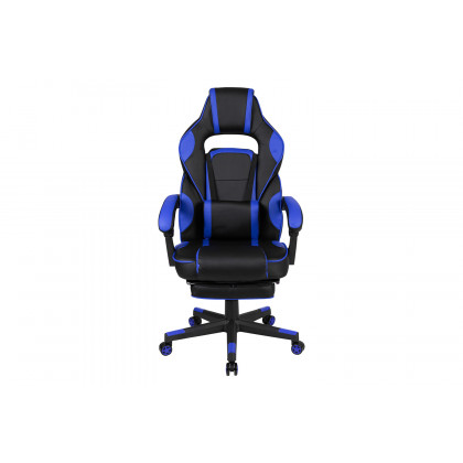 BLNK X40 Gaming Racing Ergonomic Computer Chair with Fully Reclining Back/Arms, Slide-Out Footrest, Massaging Lumbar - Black/Blue