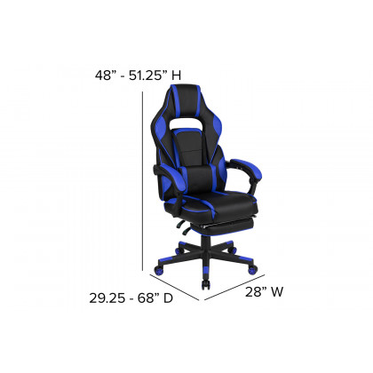 BLNK X40 Gaming Racing Ergonomic Computer Chair with Fully Reclining Back/Arms, Slide-Out Footrest, Massaging Lumbar - Black/Blue