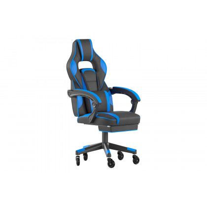 BLNK X40 Gaming Racing Computer Chair with Fully Reclining Back/Arms and Transparent Roller Wheels, Slide-Out Footrest - Black/Blue