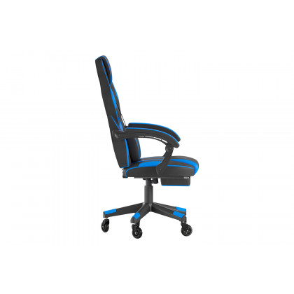 BLNK X40 Gaming Racing Computer Chair with Fully Reclining Back/Arms and Transparent Roller Wheels, Slide-Out Footrest - Black/Blue