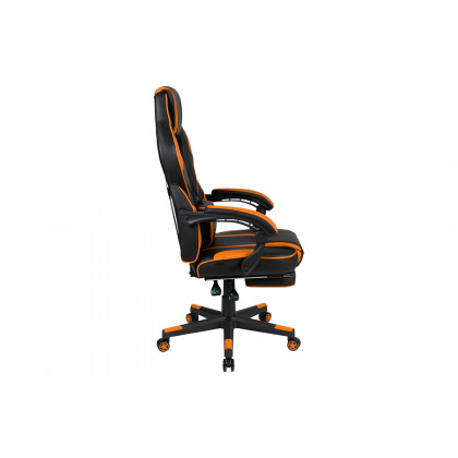 BLNK X40 Gaming Racing Ergonomic Computer Chair with Fully Reclining Back/Arms, Slide-Out Footrest, Massaging Lumbar - Black/Orange