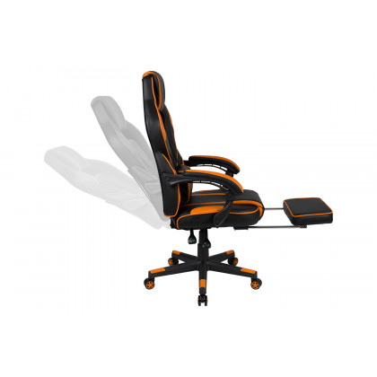 BLNK X40 Gaming Racing Ergonomic Computer Chair with Fully Reclining Back/Arms, Slide-Out Footrest, Massaging Lumbar - Black/Orange