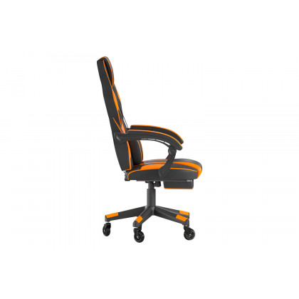 BLNK X40 Gaming Racing Computer Chair with Fully Reclining Back/Arms and Transparent Roller Wheels, Slide-Out Footrest - Black/Orange
