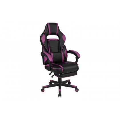 BLNK X40 Gaming Racing Ergonomic Computer Chair with Fully Reclining Back/Arms, Slide-Out Footrest, Massaging Lumbar - Black/Purple
