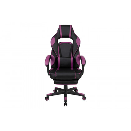 BLNK X40 Gaming Racing Ergonomic Computer Chair with Fully Reclining Back/Arms, Slide-Out Footrest, Massaging Lumbar - Black/Purple