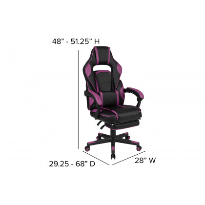 BLNK X40 Gaming Racing Ergonomic Computer Chair with Fully Reclining Back/Arms, Slide-Out Footrest, Massaging Lumbar - Black/Purple