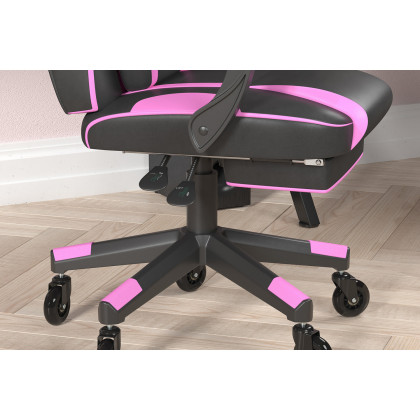 BLNK X40 Gaming Racing Computer Chair with Fully Reclining Back/Arms and Transparent Roller Wheels, Slide-Out Footrest - Black/Purple