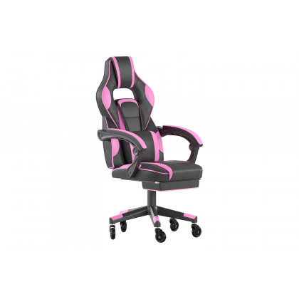 BLNK X40 Gaming Racing Computer Chair with Fully Reclining Back/Arms and Transparent Roller Wheels, Slide-Out Footrest - Black/Purple