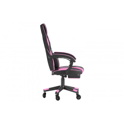 BLNK X40 Gaming Racing Computer Chair with Fully Reclining Back/Arms and Transparent Roller Wheels, Slide-Out Footrest - Black/Purple